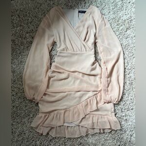 Elegant Blush Long Sleeve Dress